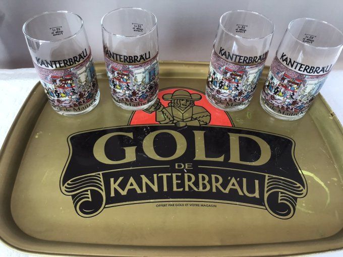 Plateau publicitaire de la brasserie Gold Kanterbrau, collection, vintage