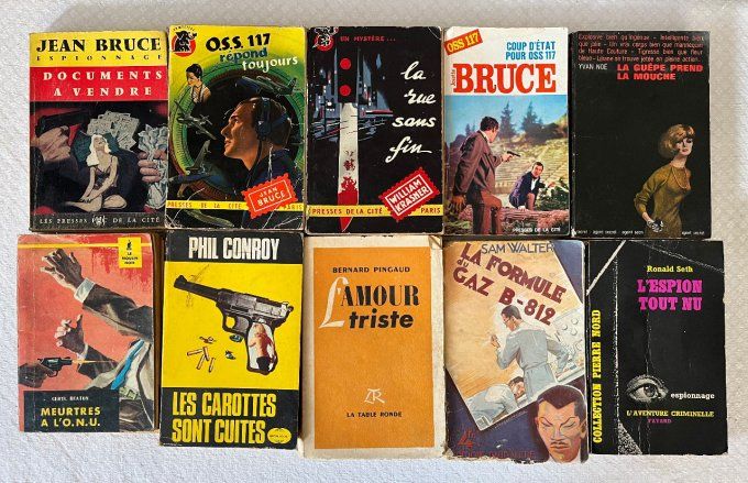 10 livres d'espionnage, polars, policier ....