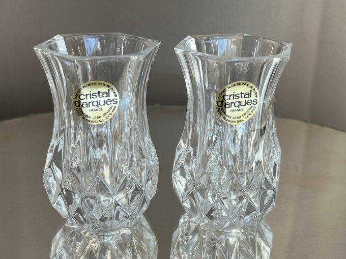 2 minis vases en cristal d'Arques, Neufs