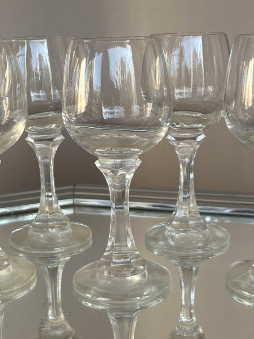 6 Petits verres à vin blanc, porto, en cristal