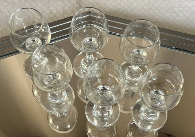 6 Petits verres à vin blanc, porto, en cristal