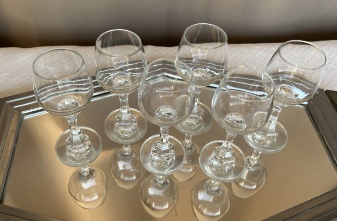 6 Petits verres à vin blanc, porto, en cristal