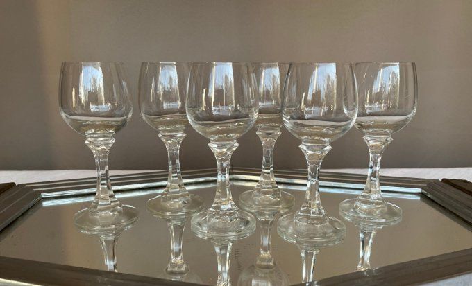 6 Petits verres à vin blanc, porto, en cristal