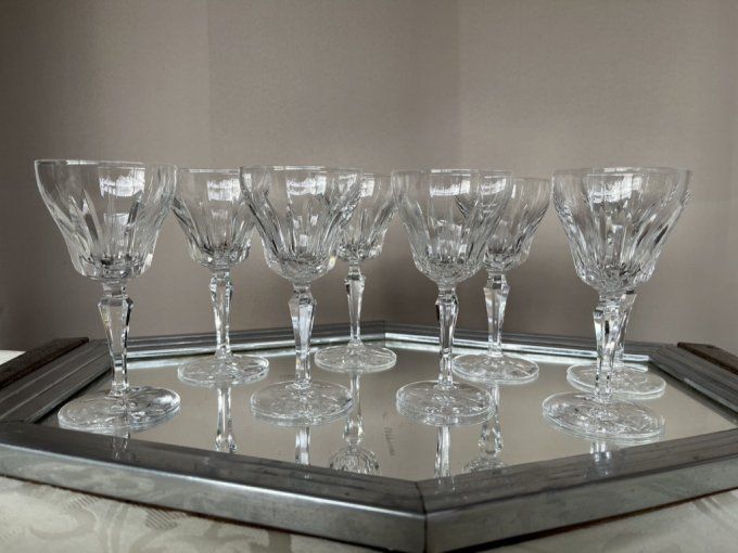 7 anciens verres en cristal taillé gravé, Villeroy et Boch, modèle "Parzival"