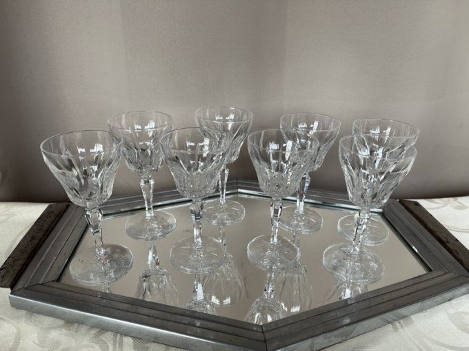 7 anciens verres en cristal taillé gravé, Villeroy et Boch, modèle "Parzival"