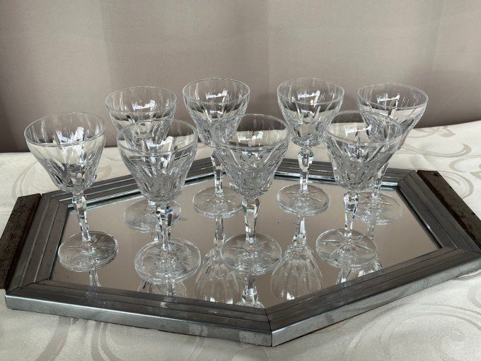 7 anciens verres en cristal taillé gravé, Villeroy et Boch, modèle "Parzival"