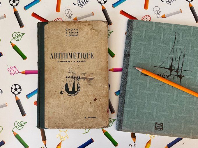 Ancien livre scolaire 1938, Arithmétique & Dessin Géométrique, Classe de Sixième, Édition Hatier