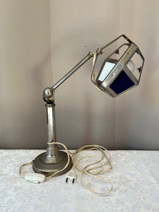 Ancienne lampe de bureau Art Deco Pirouett des années 30, à bras orientable.