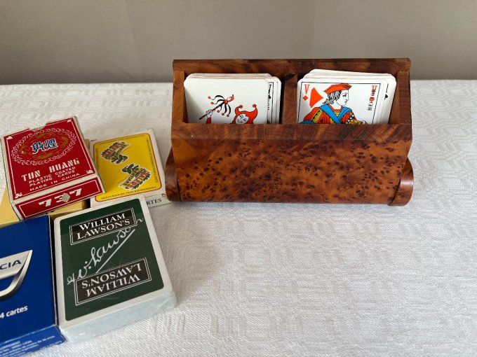Boite en bois de thuya, présentoir de jeux de cartes à jouer