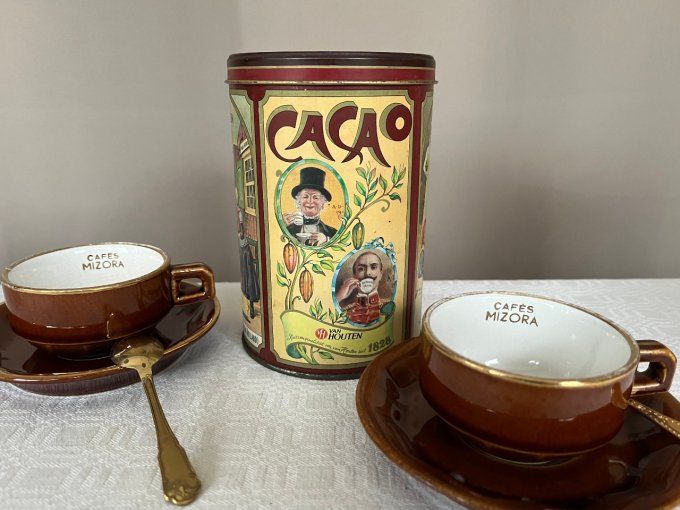 Boîte en métal vintage du cacao Van Houten