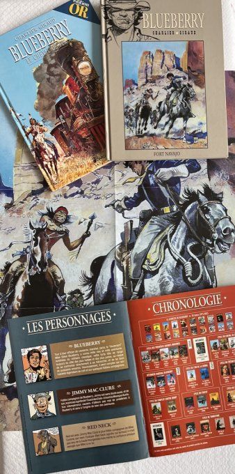 2 BD Blueberry,  Fort Navajo avec poster et Le Cheval de fer, Édition en or