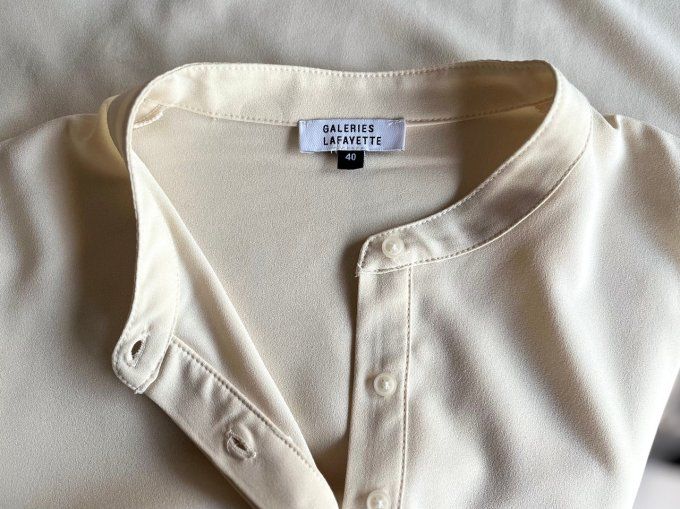 Chemisier à col officier, beige, Galerie Lafayette, Taille 40