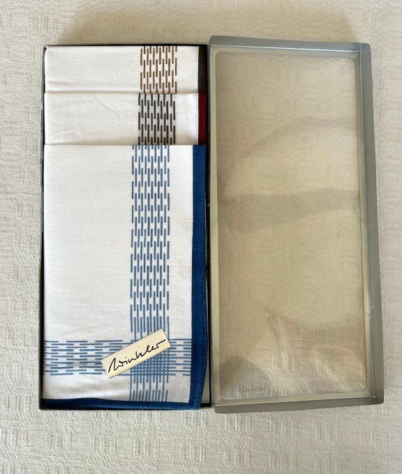 Coffret de 6 grands mouchoirs Winkler en coton motifs graphiques colorés, Neufs