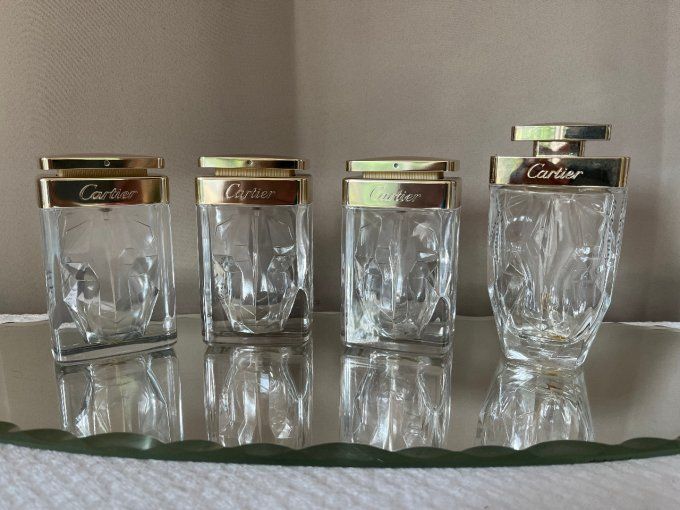 Collection de 4 flacons de parfum vides, Cartier, La Panthère
