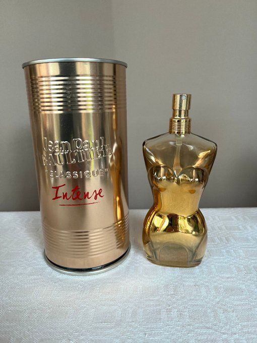 Flacon vide et sa boite, parfum Jean-Paul Gaultier, Classique Intense