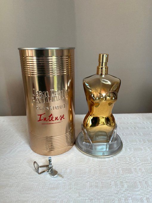 Flacon vide et sa boite, parfum Jean-Paul Gaultier, Classique Intense