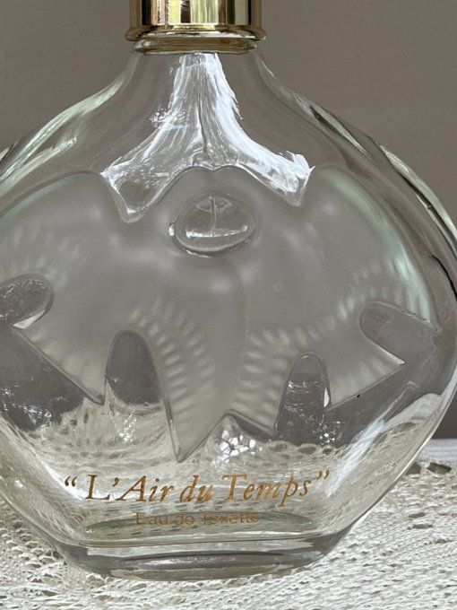 Grand flacon de parfum vide, L'air du temps, 2 colombes Lalique, Nina Ricci, 420ml, vintage