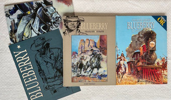 2 BD Blueberry,  Fort Navajo avec poster et Le Cheval de fer, Édition en or