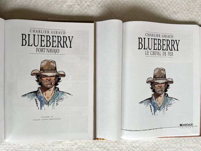 2 BD Blueberry,  Fort Navajo avec poster et Le Cheval de fer, Édition en or