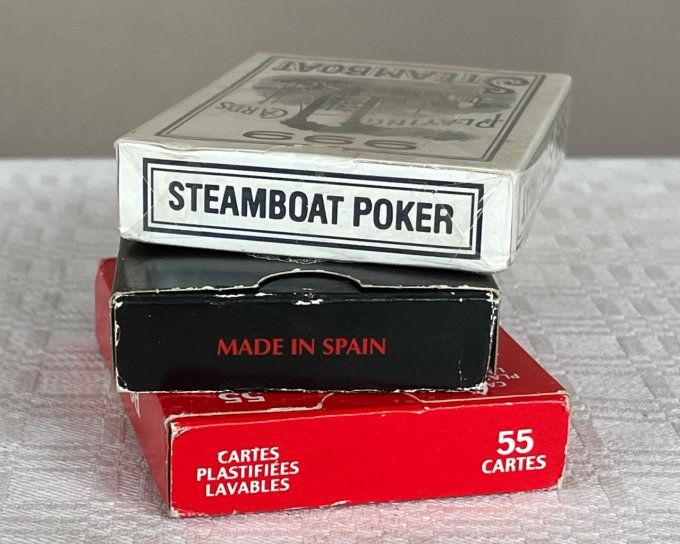 3 jeux de cartes à jouer, neufs, Cartes Fournier, Skat. Romme et Steamboat 