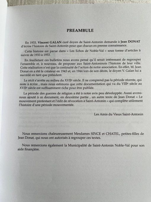 Livre Histoire de Saint Antonin, Par JEAN DONAT, édition Amis Du Vieux Saint Antonin