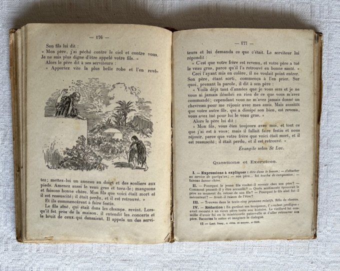 Livre scolaire ancien, Lectures Françaises, par René Bazin, cours élémentaire et moyen