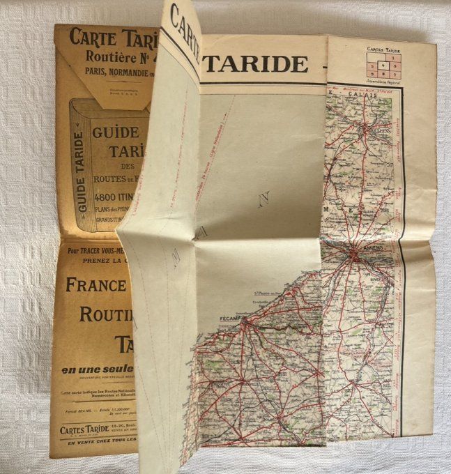 Lot de 3 cartes routières Taride anciennes, N° 4 et 16 + France pour le tourisme