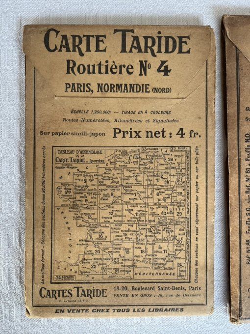 Lot de 3 cartes routières Taride anciennes, N° 4 et 16 + France pour le tourisme