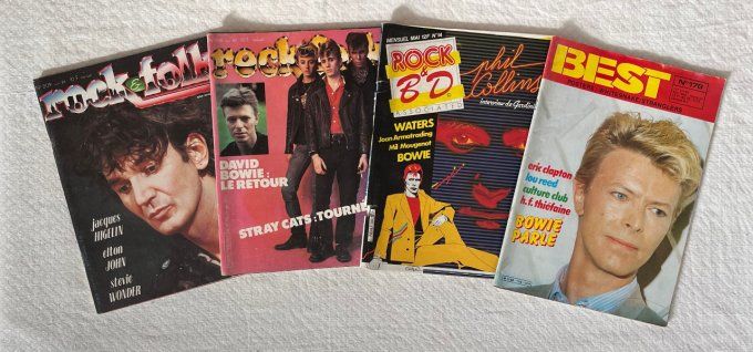 Lot de 4 Magazines Rock Vintage des Années 80, Best, Rock & Folk, Rock & BD