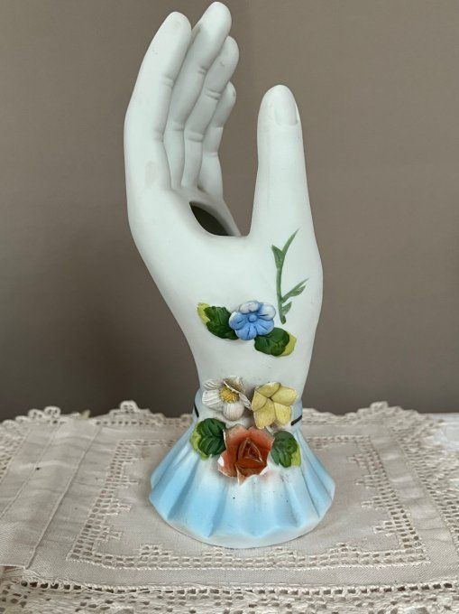 Main baguier / petit vase en biscuit, Vintage