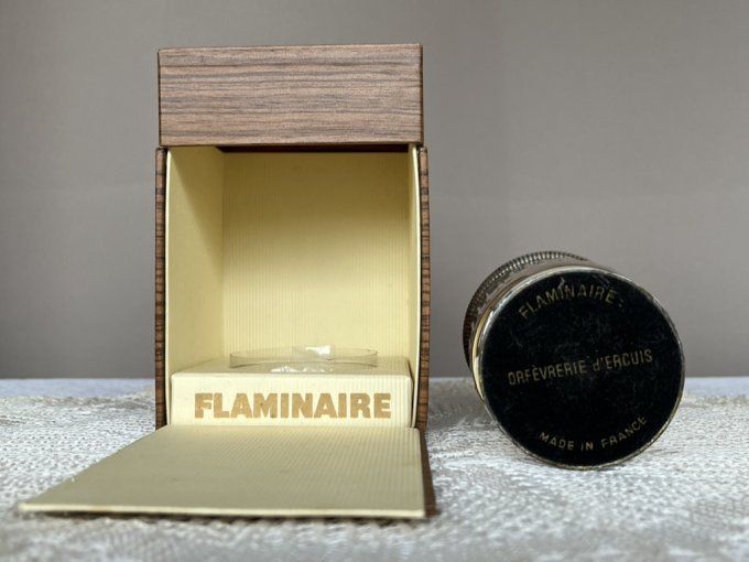 Objet rare ! Flaminaire, Briquet de table en métal argenté, poinçons orfèvrerie Ercuis, années 60/70