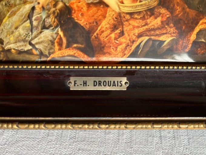 Petit tableau, reproduction de F. H. Drouais, plaque émaillée bombée