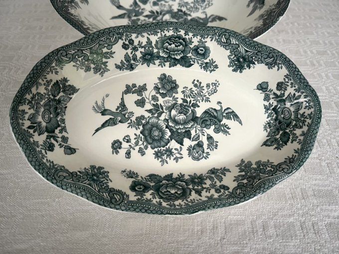 Plat rond et ravier en procelaine anglaise Enoch Wedgwood modèle Asiatic Pheasants