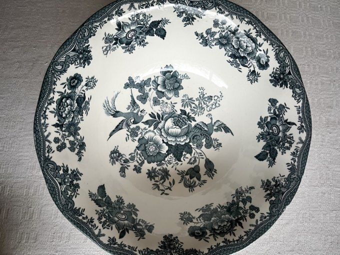 Plat rond et ravier en procelaine anglaise Enoch Wedgwood modèle Asiatic Pheasants