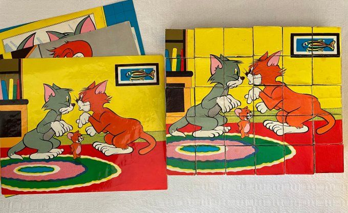 Puzzle, Cubes vintage, Tom and Jerry, exclusivité Juguetes Borras, 1959 ©LOEW'S INC