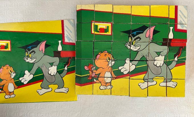 Puzzle, Cubes vintage, Tom and Jerry, exclusivité Juguetes Borras, 1959 ©LOEW'S INC