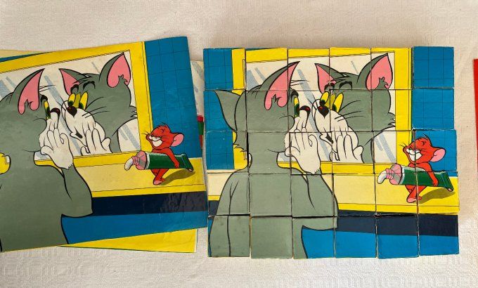 Puzzle, Cubes vintage, Tom and Jerry, exclusivité Juguetes Borras, 1959 ©LOEW'S INC