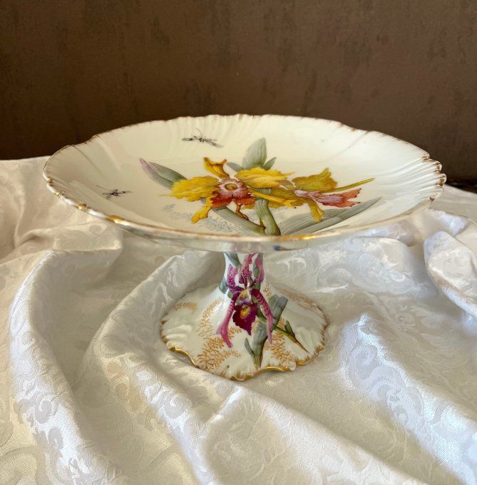 Rare ! Compotier ancien en porcelaine de Limoges - Jean Pouyat - Maison Jules Étienne Paris