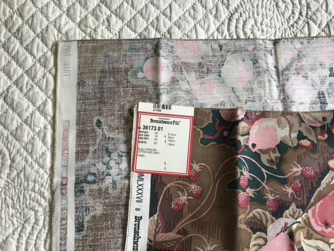 Rare ! Très beau coupon, tissu Brunschwig & Fils, modèle Filoli Tapestry, Coton et lin, Neuf