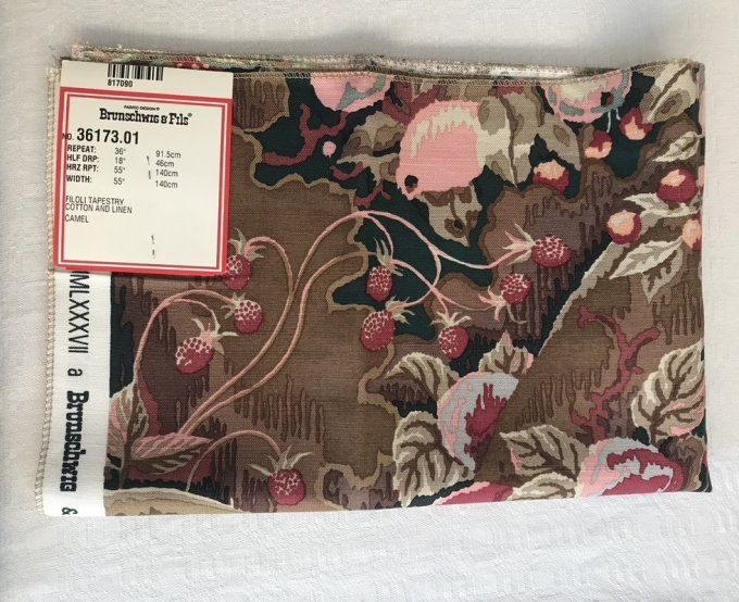 Rare ! Très beau coupon, tissu Brunschwig & Fils, modèle Filoli Tapestry, Coton et lin, Neuf