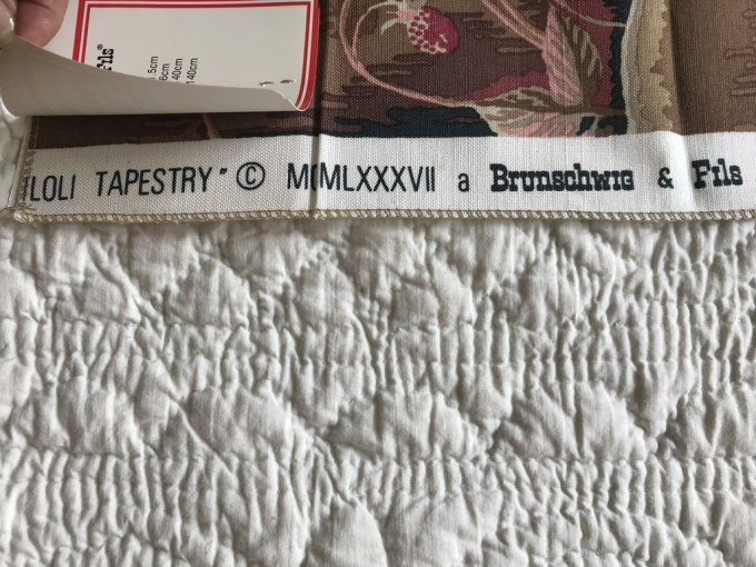 Rare ! Très beau coupon, tissu Brunschwig & Fils, modèle Filoli Tapestry, Coton et lin, Neuf