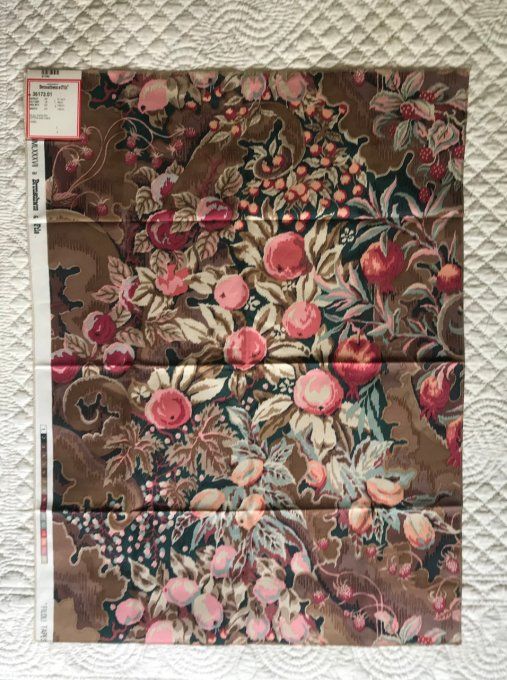 Rare ! Très beau coupon, tissu Brunschwig & Fils, modèle Filoli Tapestry, Coton et lin, Neuf