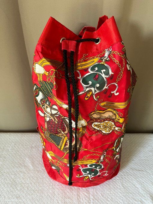 Sac marin sac à dos vintage imprimé équestre rouge style Hermès
