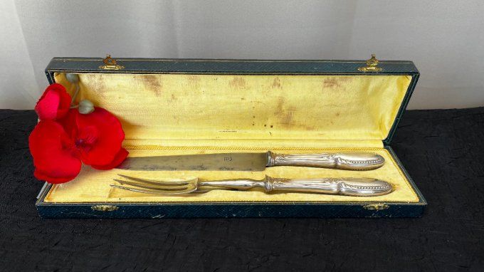 Service à gigot ancien - Style Louis XVI - Boîte d'origine - Argenterie Paris début XXe