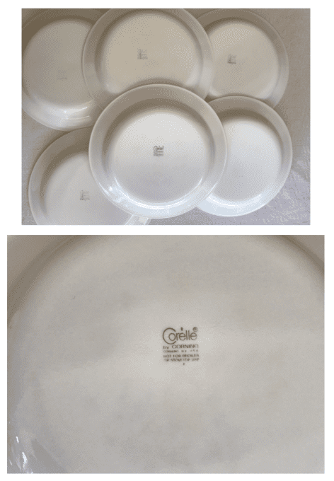 Service de table vintage, assiettes creuses et plates, Corelle by Corning Modèle Wild flowers