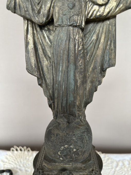 Statuette Religieuse, Christ sur piédestal, Sacré-Coeur, Objet de Dévotion, religion