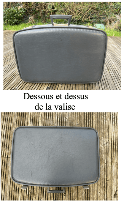 Valise bleue / grise d'hôtesse de l'air, grand modèle, vintage, années 60-70